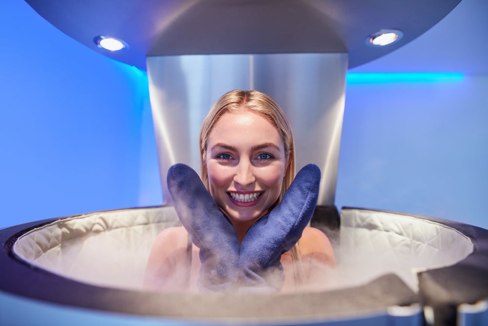 Woman enjoying cryotherapy